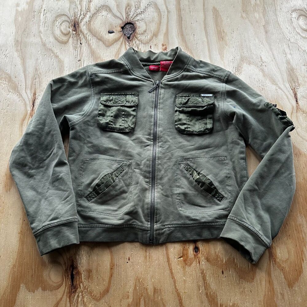 Esprit Kids Khaki Green Full Zip Bomber Jacket - XL (16)